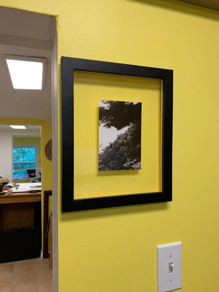 Framed black and white landscape photo