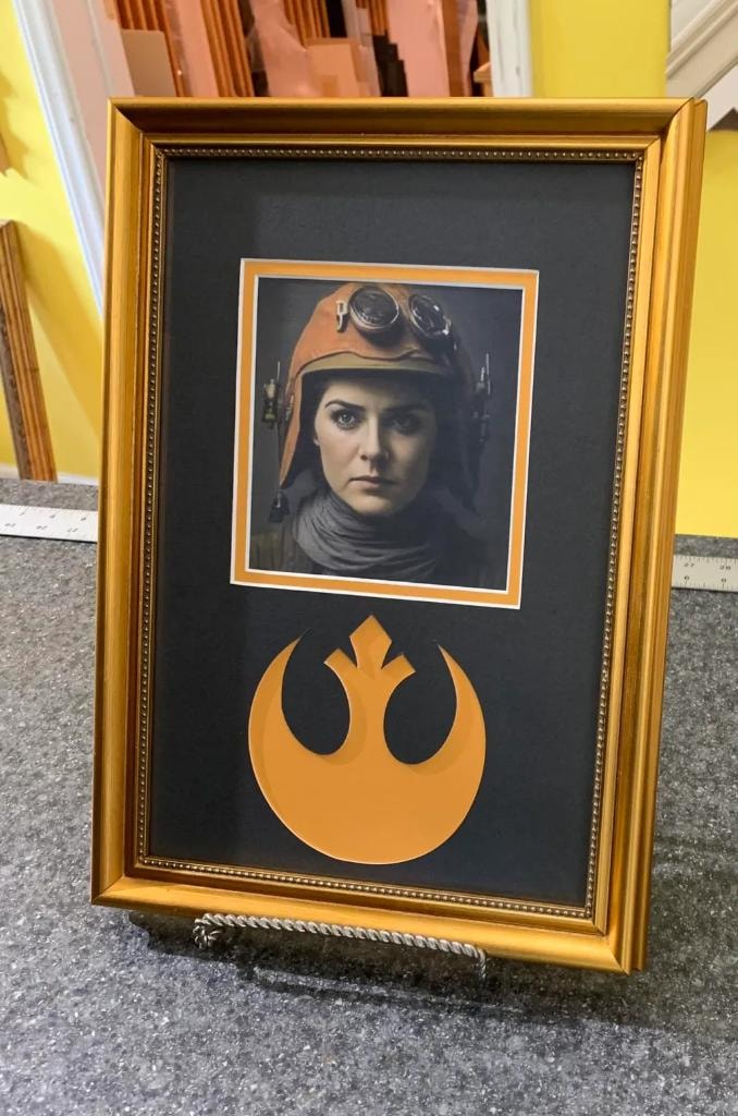 Framed steampunk pilot portrait